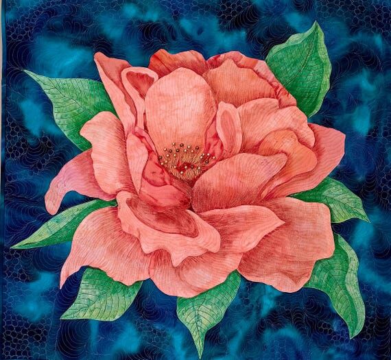 Peony Art Quilt: Jean Loussarian Fabric Wall ...