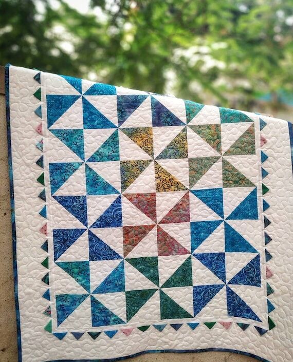 Beautiful baby quilt, blue baby quilt, lap qu...