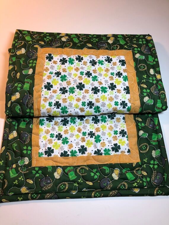 St Patrick's Day quilted table runner, shamro...
