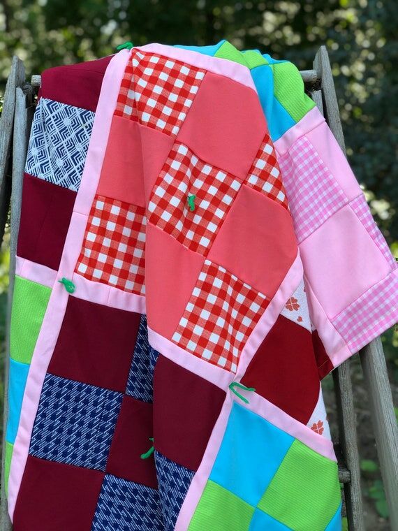 Vintage Patchwork Quilt: 1970s Retro Rainbow ...