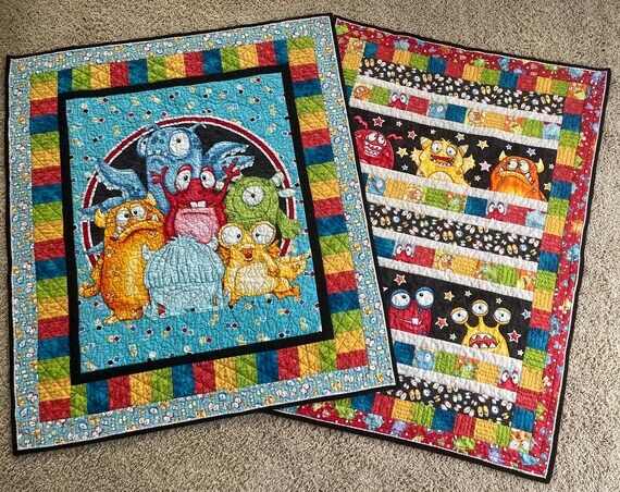 Glow-in-the-Dark Monster Baby Quilt Set – H...