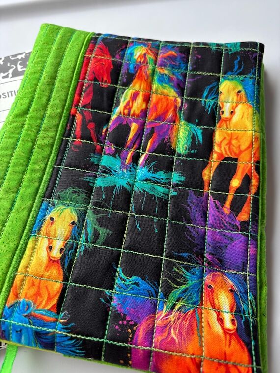 Rainbow Horses fabric composition notebook co...