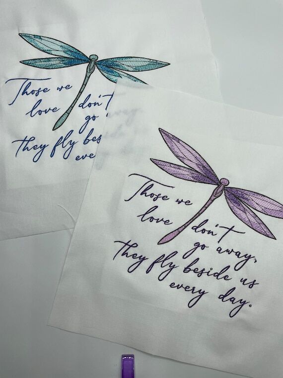 Dragonfly embroidery block, inspirational, pu...