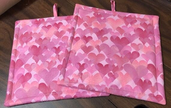 Valentine's Day Shades of Pink Hearts Quilted...