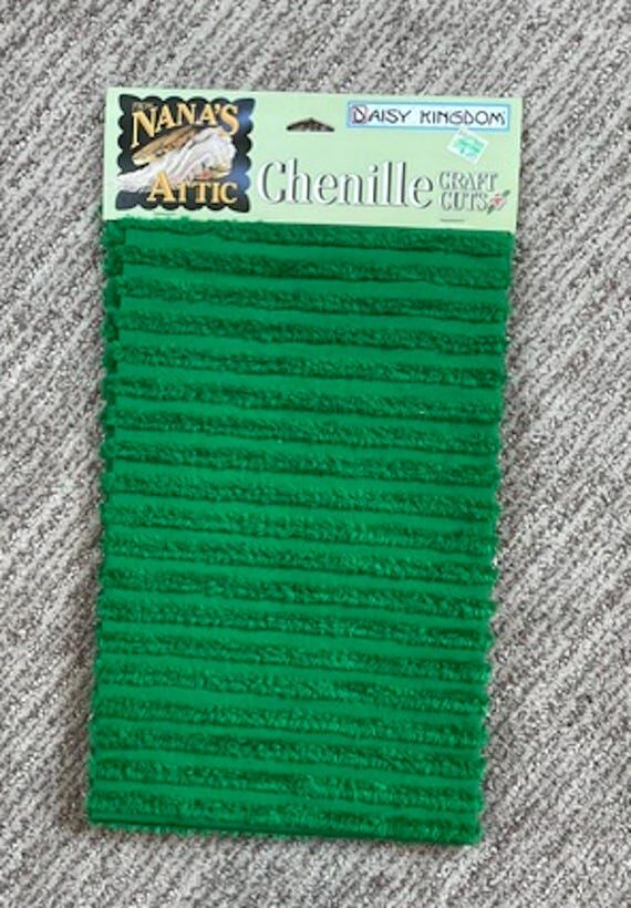 Vintage Daisy Kingdom Chenille Green Wavy Fab...