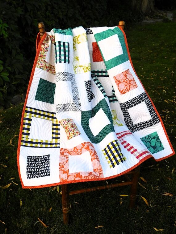 Flower Farm/Quilt Baby/Modern Squares/Crib Qu...