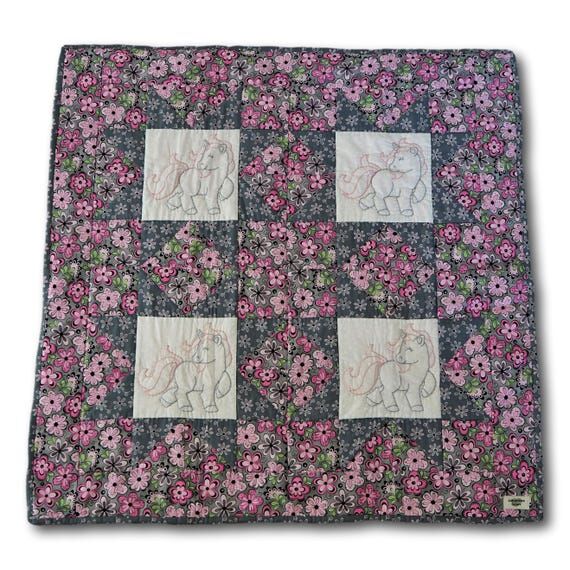 Unicorn Quilt // Hand Embroidered and Quilted...