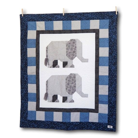 Elephant Baby Quilt // Handmade // Machine Wa...