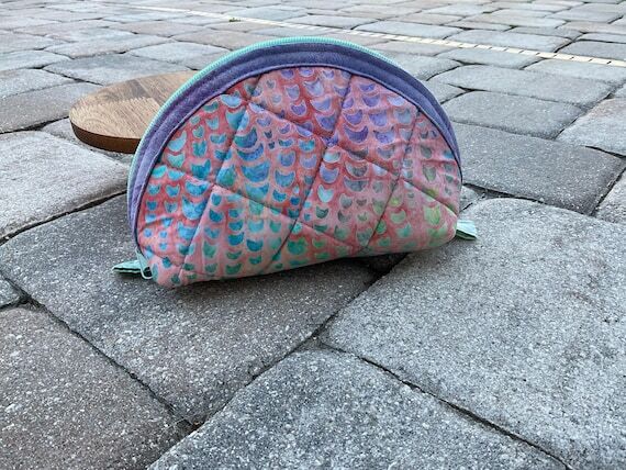 Handmade Quilted Taco Pouch: Mermaid Colors C...