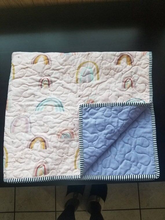 Rainbow Baby Quilt: Wholecloth Cotton Blanket...