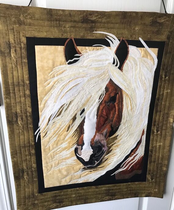 Mistral Horse Wall Hanging Art Quilt Custom O...