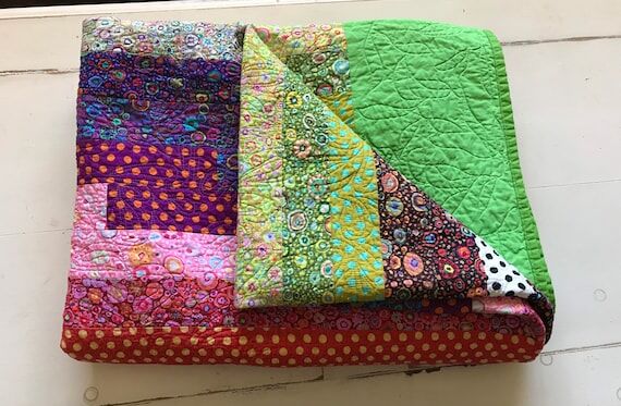 Modern Twin Quilt: Multicolored Cotton Throw ...