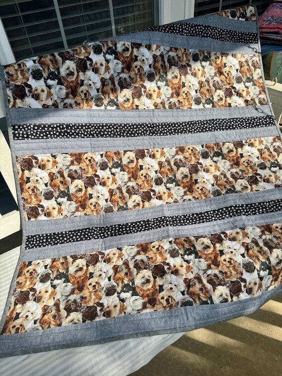 Dog Quilt, Dog Lover Gift, Puppy Quilt, Handm...