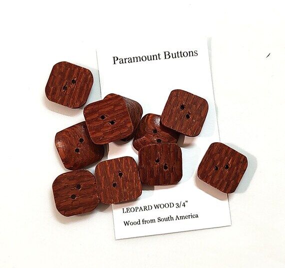 Wood Buttons: Handcrafted 3/4" Square Le...