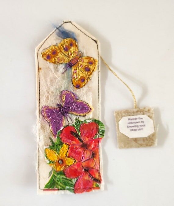 Teabag Art Ornament: Mixed Media Butterfly Bo...