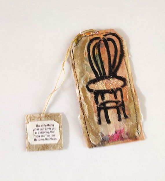 Tea Bag Art Ornament: Mixed Media Chair Bookm...