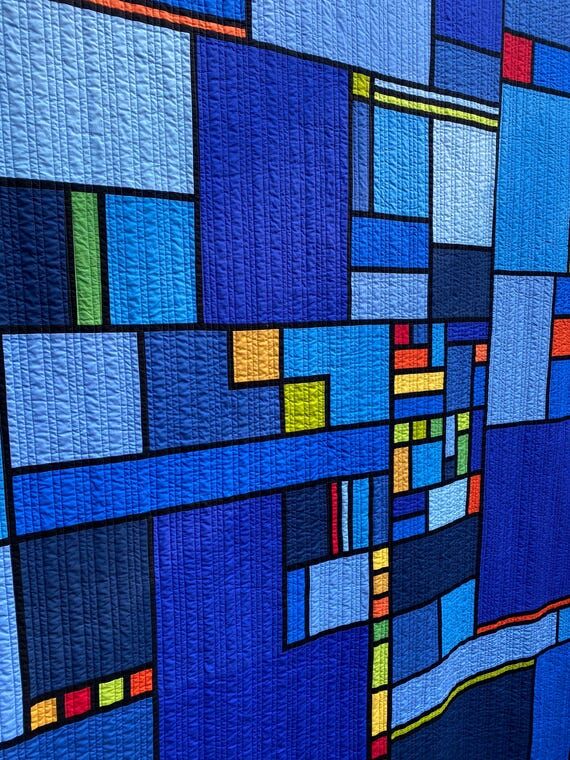 Mid-Century Modern Quilt GLASSWORKS 10. Handm...