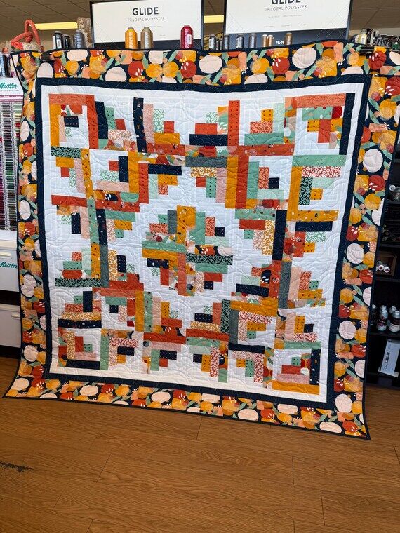 Modern Quilt, Colorful Abstract Quilt, Geomet...