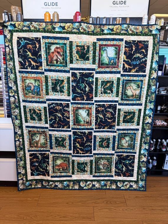 Dinosaur Quilt, 58 (No Social Media) 69 Inch Handmade Quilt, ...
