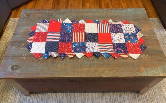 Handmade Fourth of July table runner, gift, d...