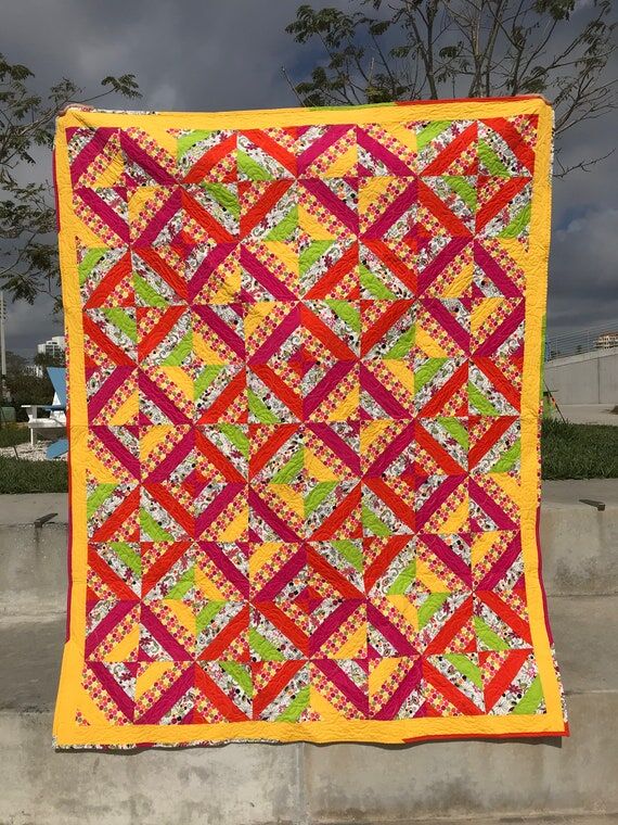 BRITE colorful handmade quilt...