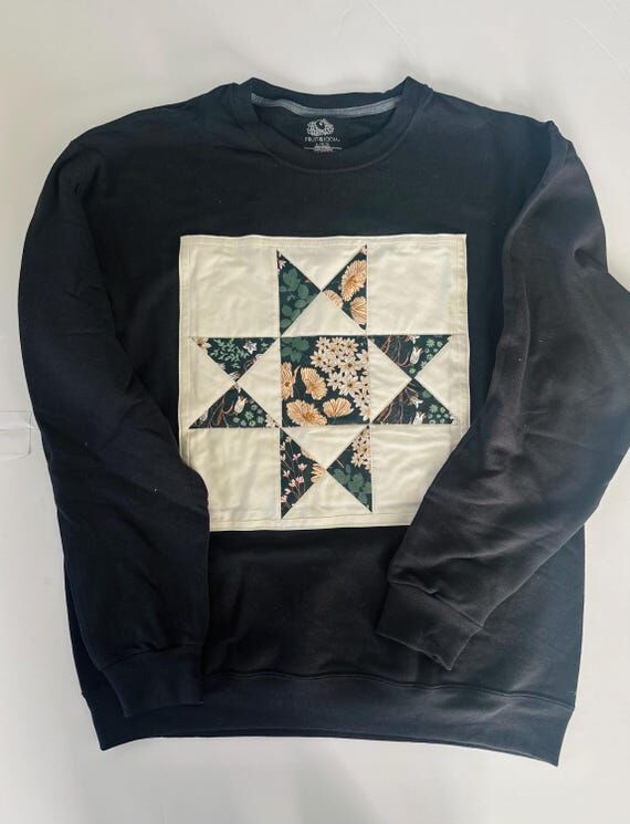 Winter Ohio Star Quilt Block Sweatshirt...