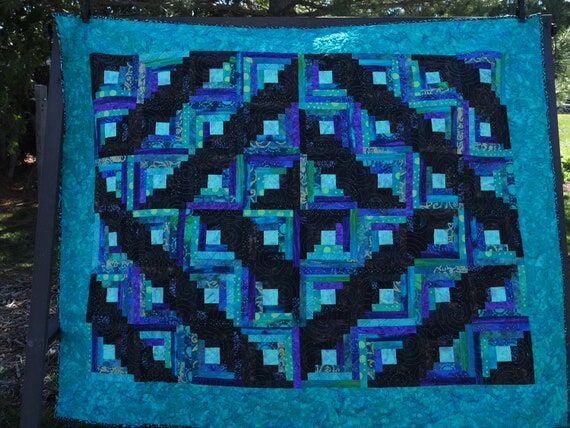 Tropical Log Cabin Handmade Quilt (60" (No Social Media)...