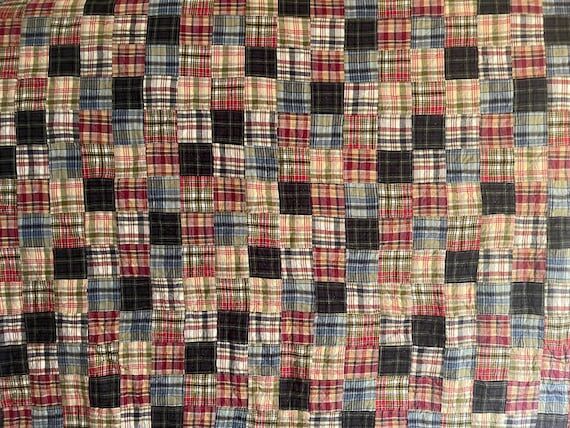 Vintage Rustic Plaid Patchwork Quilt - 85&quo...