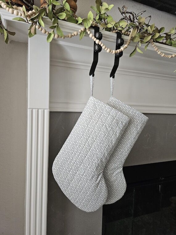 Neutral Blue Snowflake Christmas Stocking –...