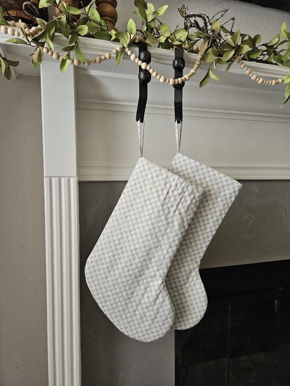 Light Blue Plaid Quilted Christmas Stocking ...