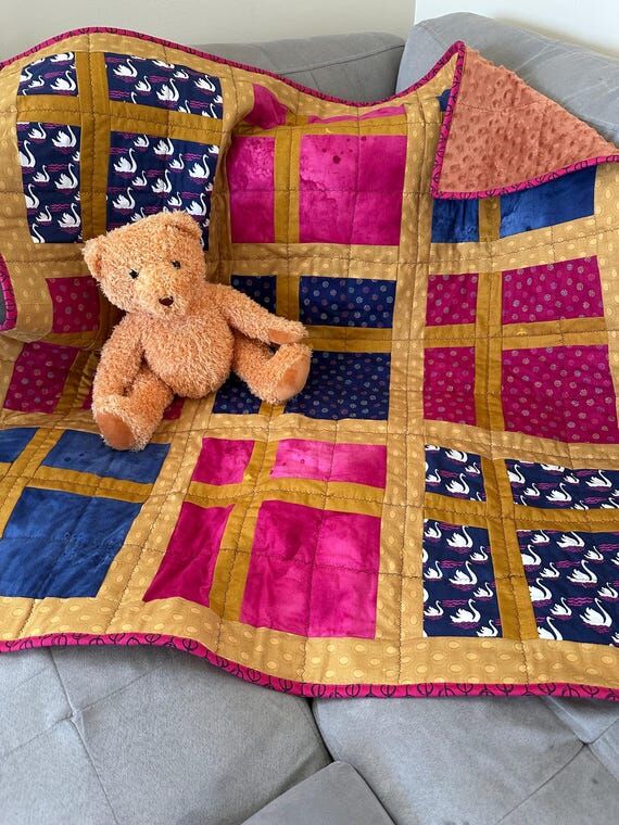 Handmade Baby Girl Quilt: Soft Minky Dot Blan...