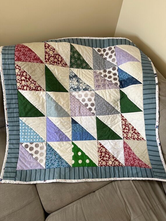 Handmade Baby Boy Quilt: Minky Dot Back Blank...