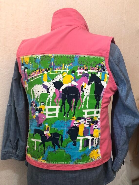 Hot Pink Denim Vest: Talbots upcycled orig Ke...