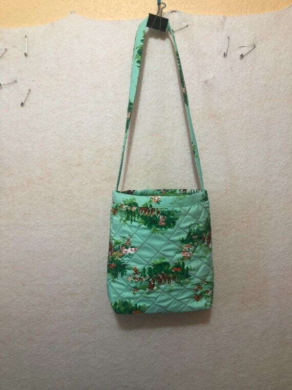 Quilted Tote Bag: Monet Inspired Scenic Horse...