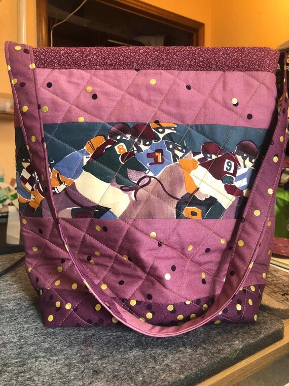 Delightful one-of-a-kind quilted tote bag pol...