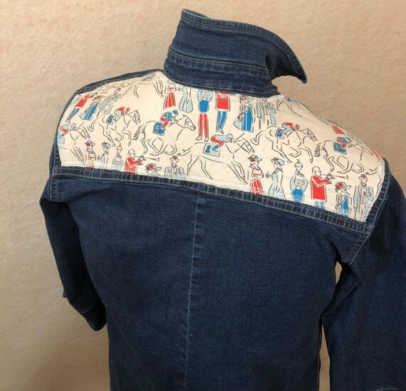 Denim Button Down Shirt: Back Yoke Horse Rac...