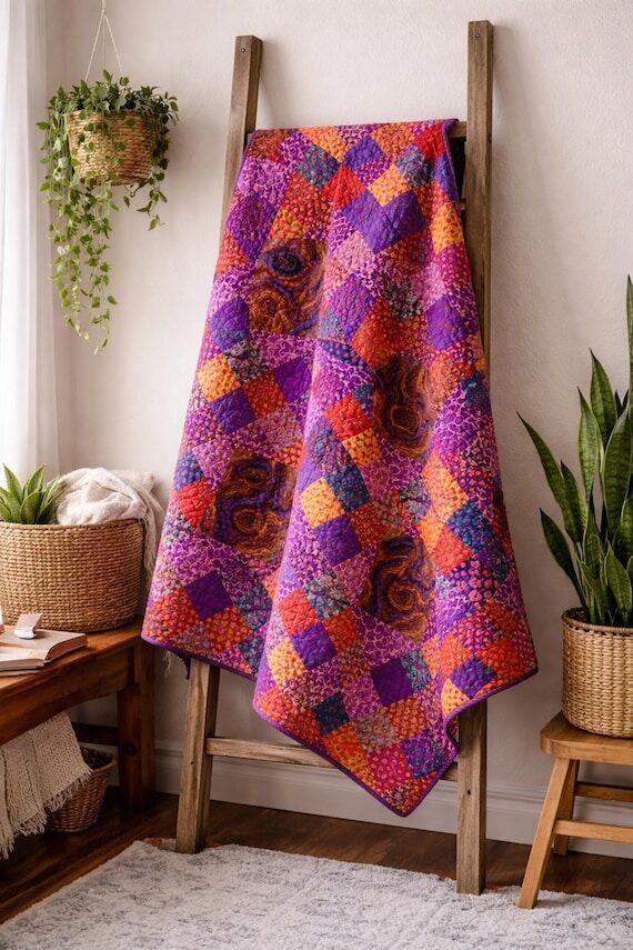 Handmade Custom Quilt 65x85 – Checkerboard...