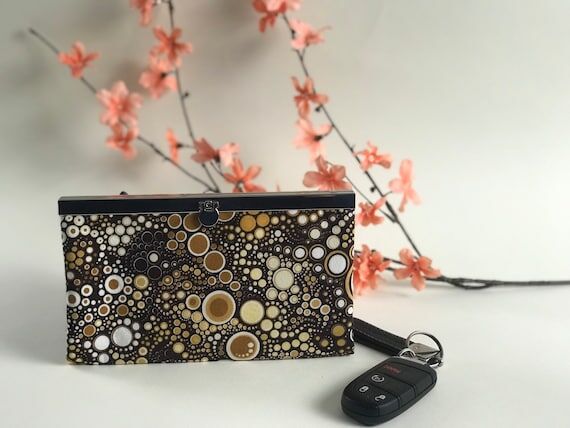 Womens Wallet | Handmade Brown Gold Fabric Wa...