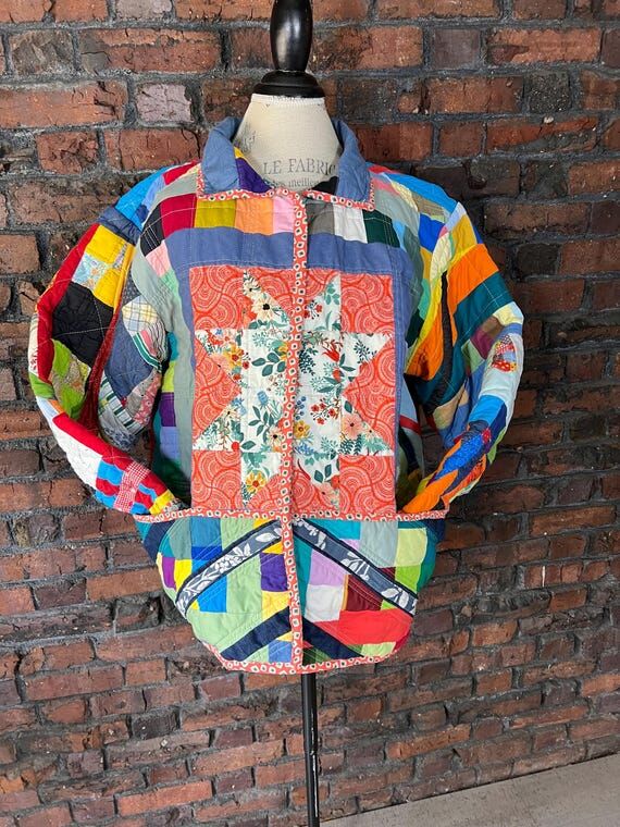 Vintage Upcycled Quilt Coat: Handmade Patchwo...