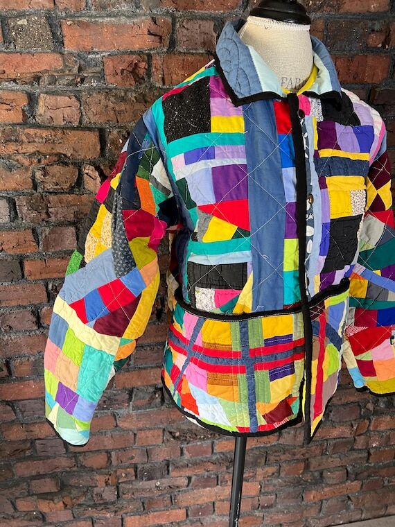 Handmade Quilt Jacket: Upcycled Patchwork Cot...