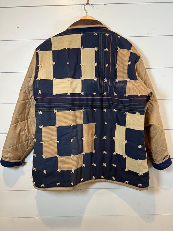 Vintage Handmade Wool Quilted Jacket: Oversi...