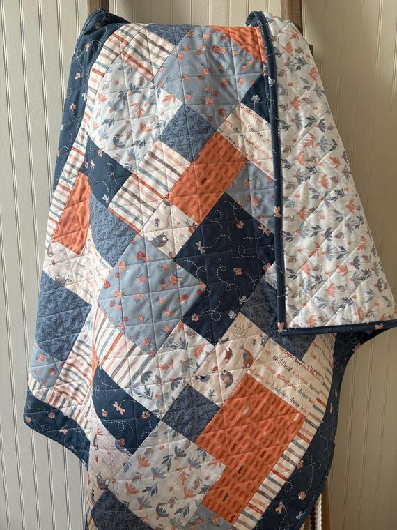 Handmade Baby Girl Quilt: Birds, Bees, Flower...