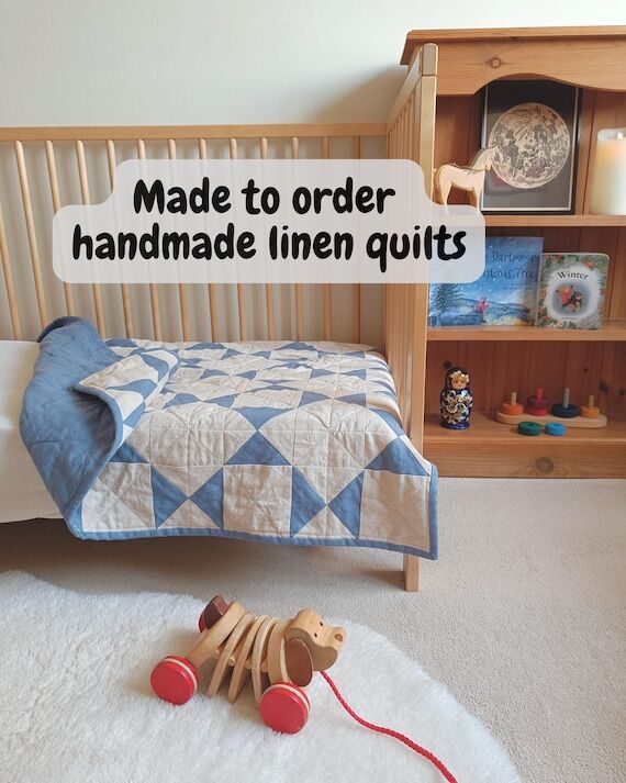 Custom Handmade Linen 'Starburst' Quilt...