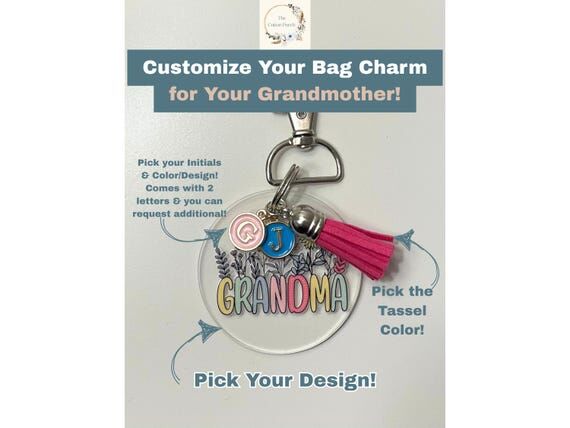 Personalized Grandmother Bag Charm: Custom wi...