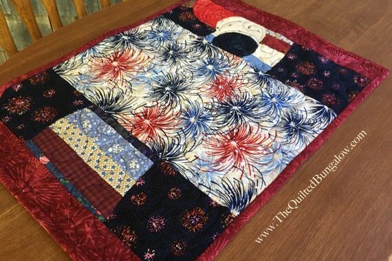 Quilted PlaceMat Set | Red, White, Blue Table...