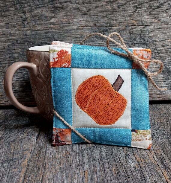 Handmade Quilted Pumpkin Coasters: Fall Thank...