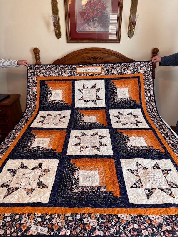 Handmade quilt featuring A Mother’s Love sa...