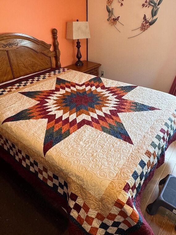 Handmade Queen Size Quilt Aglow Country Star ...
