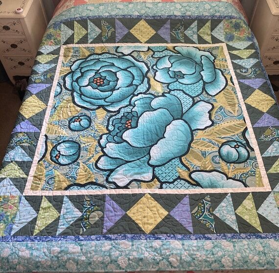 Flower Power Handmade Reversible Quilt: Queen...