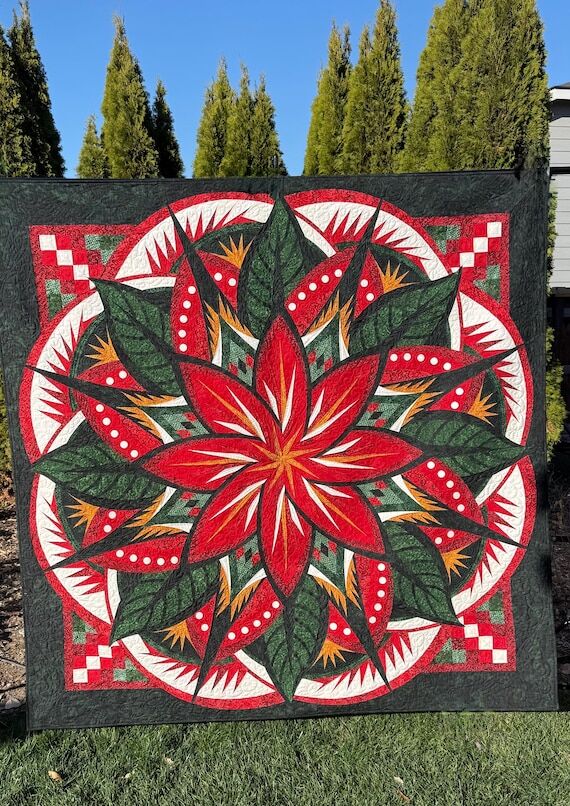 Jungle Magnolia Christmas Poinsettia Art Quil...